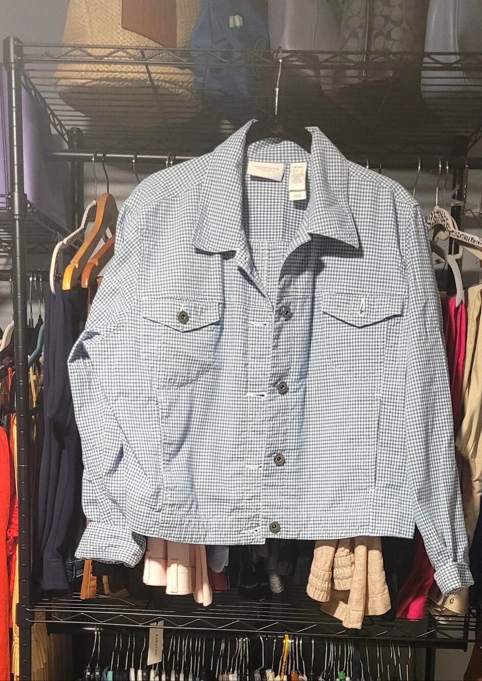 5 For $ 25Liz Claiborne Blue and White Gingham Button-Up Jacket